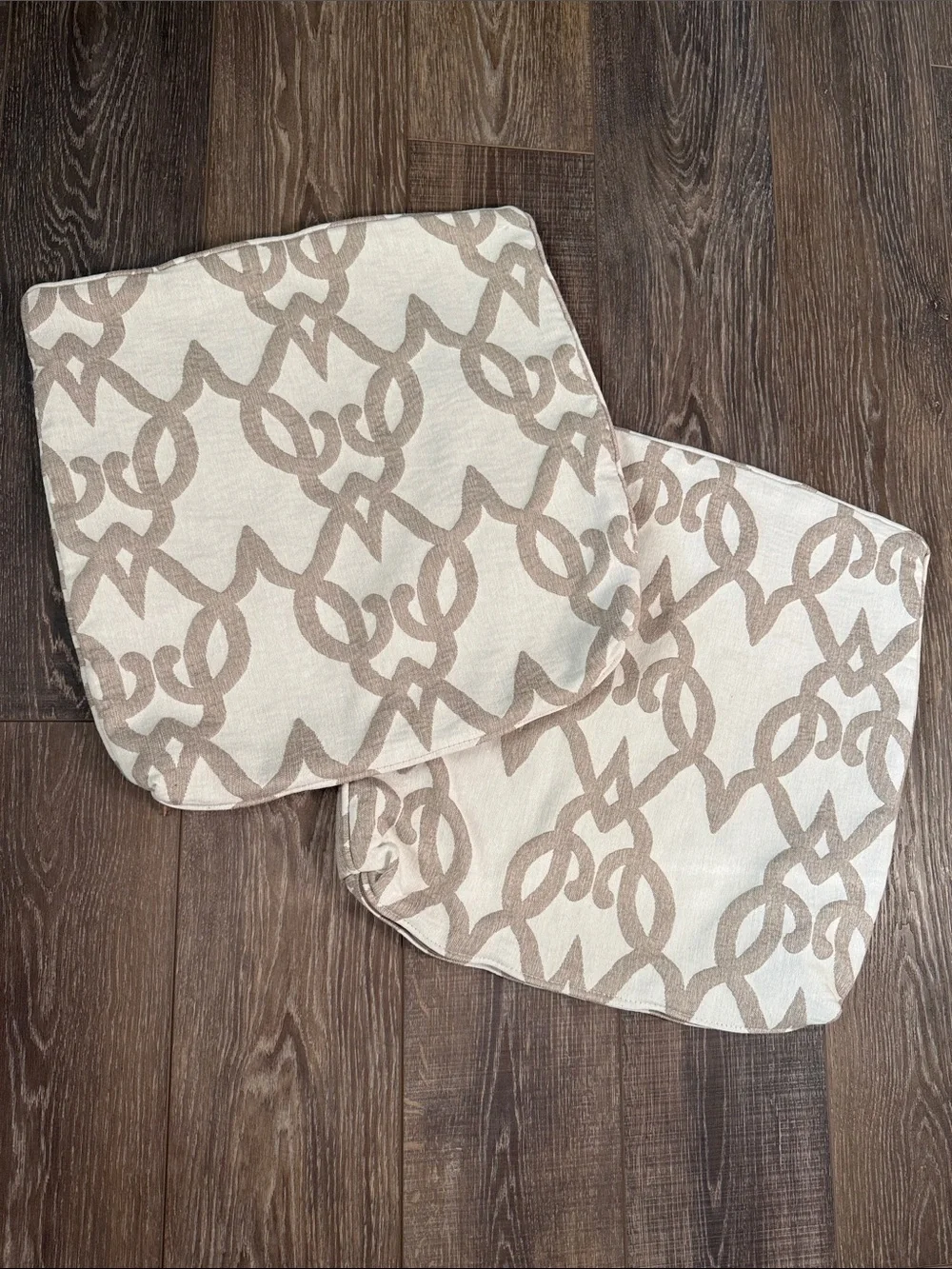 Beige and Tan 18x18 Throw Pillow Covers - Set of 2